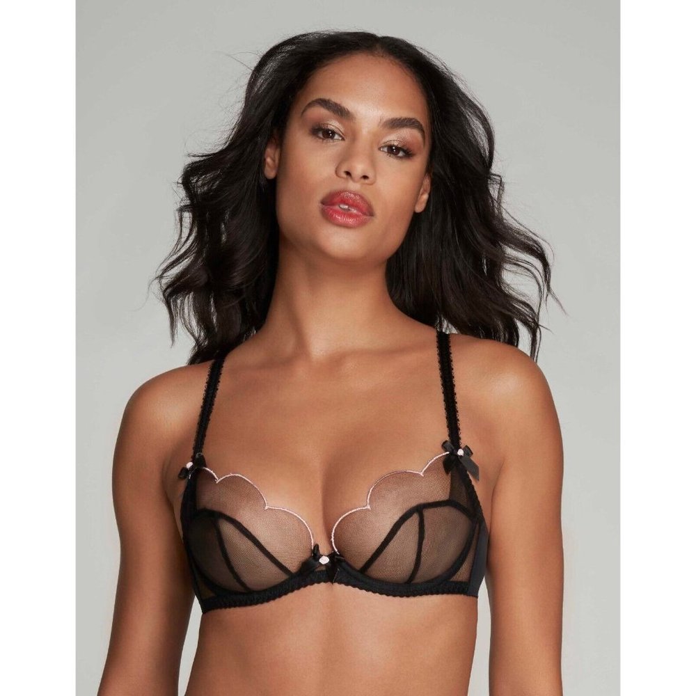 Agent Provocateur Lorna Black Pink Bra 36F NWOT